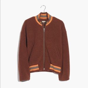 Madewell Sherpa varsity bomber jacket. M